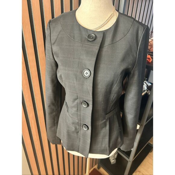 Banana republic blazer black and blue size 0 form sitting stylish work attire - Picture 1 of 8